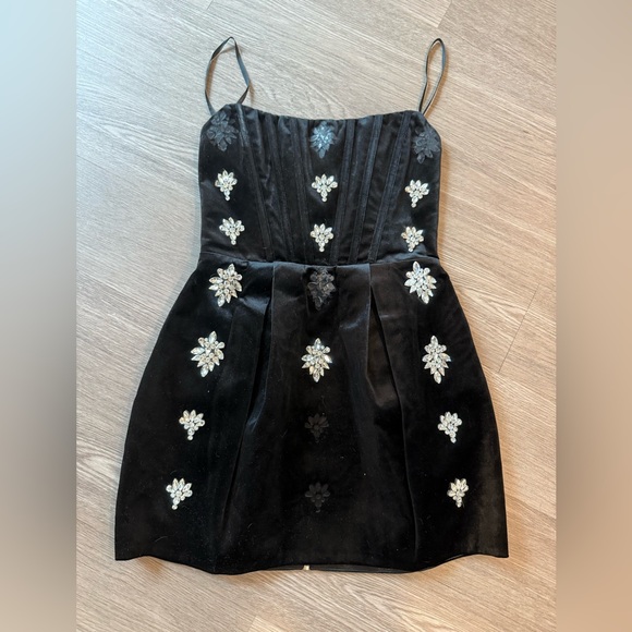 Bronx and Banco - Maraya Black Diamond Embellished Mini Dress- Small - Picture 1 of 2
